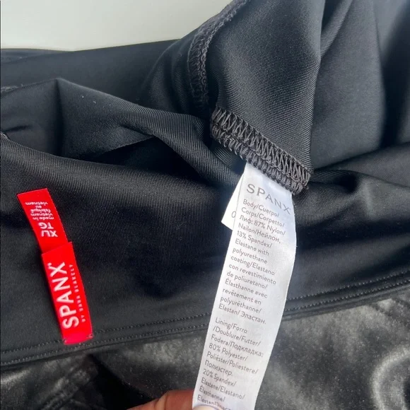 Spanx Faux Leather Moto Leggings in Black Size XL - Picture 13 of 17